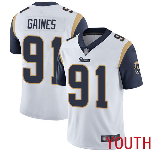 Los Angeles Rams Limited White Youth Greg Gaines Road Jersey NFL Football 91 Vapor Untouchable